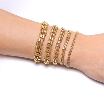 Curb Cuban Link Chain Bracelet for Men Women Couples Stainless Steel Wristbands 3Mm to 11Mm to Boyfreind Husbands