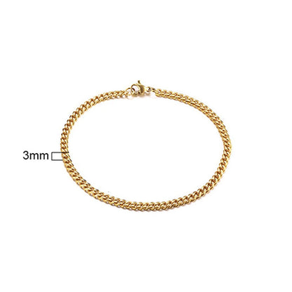 Curb Cuban Link Chain Bracelet for Men Women Couples Stainless Steel Wristbands 3Mm to 11Mm to Boyfreind Husbands