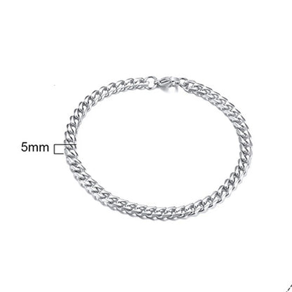 Curb Cuban Link Chain Bracelet for Men Women Couples Stainless Steel Wristbands 3Mm to 11Mm to Boyfreind Husbands