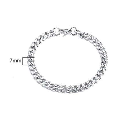 Curb Cuban Link Chain Bracelet for Men Women Couples Stainless Steel Wristbands 3Mm to 11Mm to Boyfreind Husbands