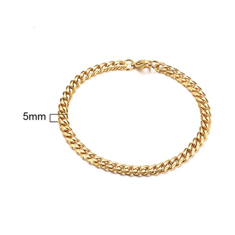 Curb Cuban Link Chain Bracelet for Men Women Couples Stainless Steel Wristbands 3Mm to 11Mm to Boyfreind Husbands
