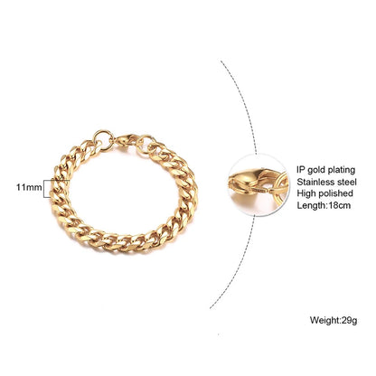 Curb Cuban Link Chain Bracelet for Men Women Couples Stainless Steel Wristbands 3Mm to 11Mm to Boyfreind Husbands