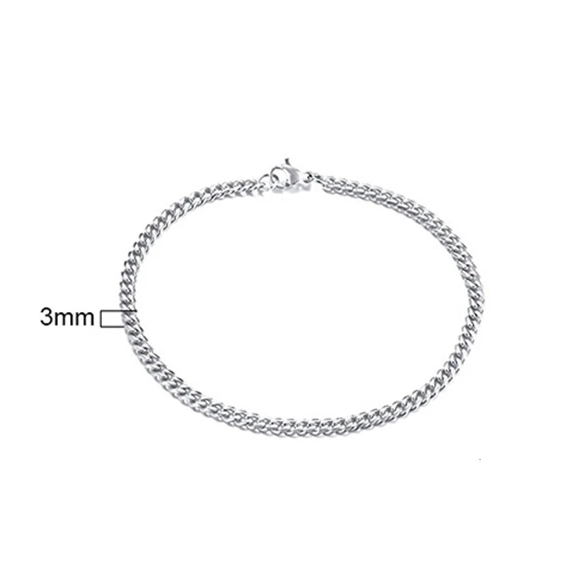Curb Cuban Link Chain Bracelet for Men Women Couples Stainless Steel Wristbands 3Mm to 11Mm to Boyfreind Husbands