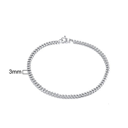 Curb Cuban Link Chain Bracelet for Men Women Couples Stainless Steel Wristbands 3Mm to 11Mm to Boyfreind Husbands